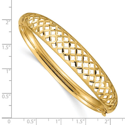 7 Inch 14K 6.25-12.5mm Graduated Fancy Weave Hinged Bangle Bracelet