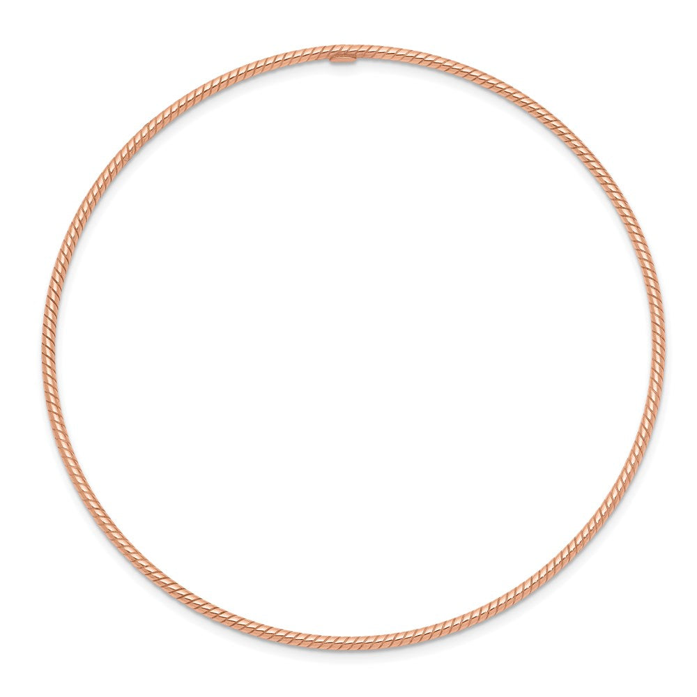 8 Inch 14K 1.5mm Rose Gold Textured Slip-On Bangle Bracelet