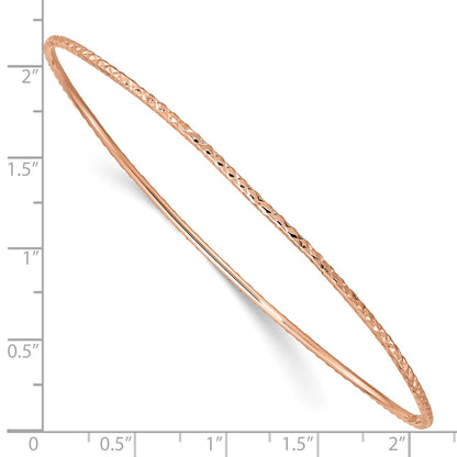 8 Inch 14K 1.5mm Rose Gold Diamond-Cut Slip-On Bangle Bracelet