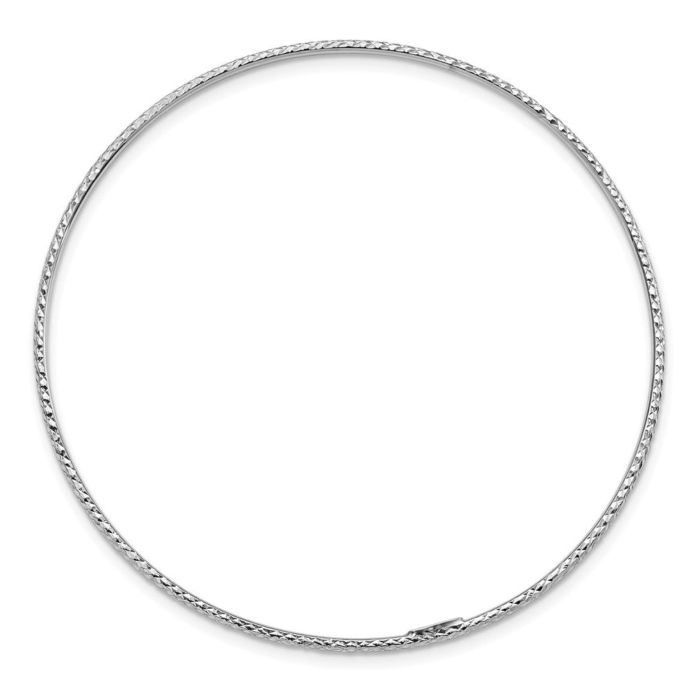 8 Inch 14K 1.5mm White Gold Diamond-Cut Slip-On Bangle Bracelet
