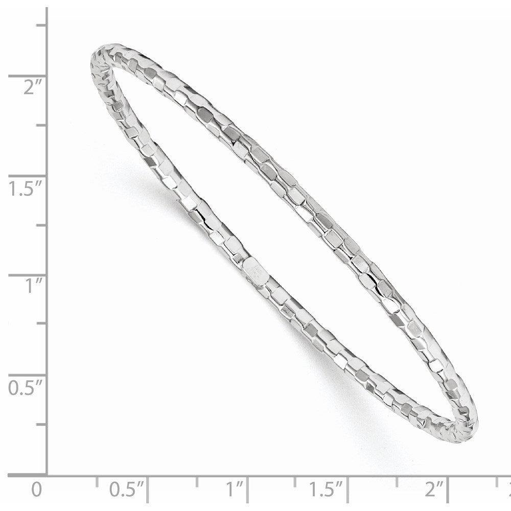8 Inch 14K White Gold Textured Slip-On Bangle Bracelet