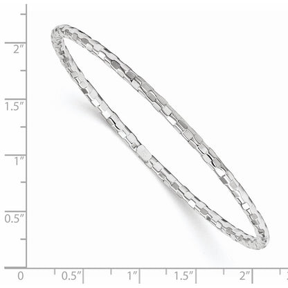 8 Inch 14K White Gold Textured Slip-On Bangle Bracelet