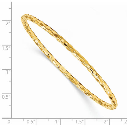 8 Inch 14K Polished Textured Slip-On Bangle Bracelet
