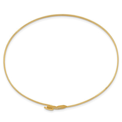 14K Yellow Gold Brushed And Polished Hearts Flexible Bangle