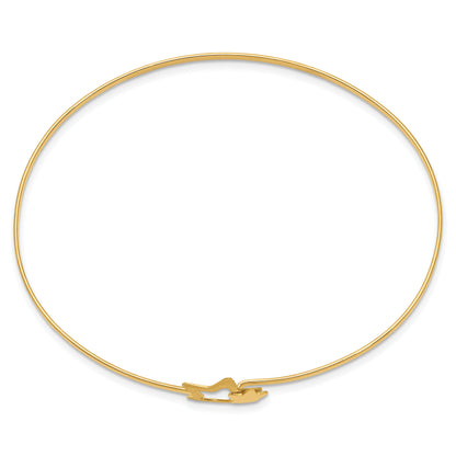 14K Yellow Gold Brushed And Polished Stars Flexible Bangle