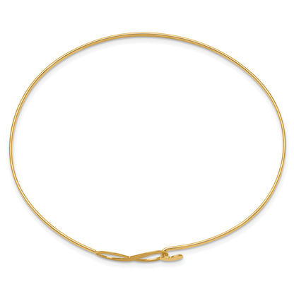 14K Yellow Gold Brushed And Polished Infinity Heart Flexible Bangle