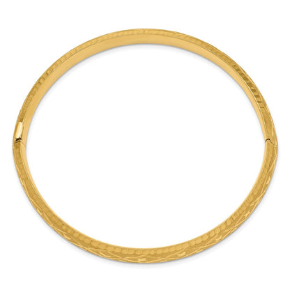 7 Inch 14K 5/16 Diamond-Cut Fancy Hinged Bangle Bracelet