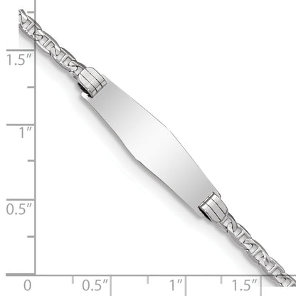 7 Inch 14K Wg Semi-Solid Soft Diamond Shape Anchor Link Id Bracelet