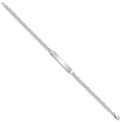 8 Inch 14K Wg Semi-Solid Anchor Link Id Bracelet
