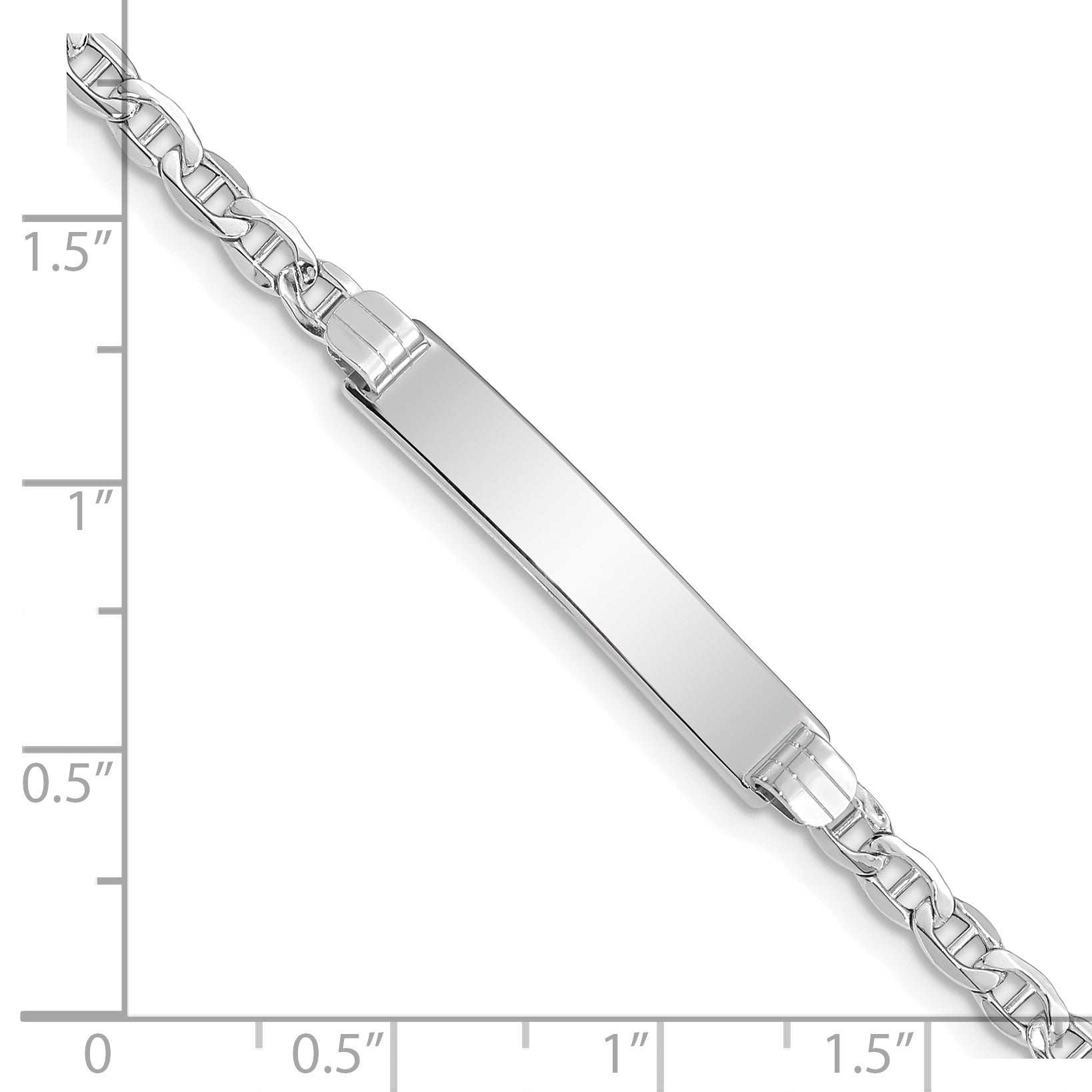 7 Inch 14K Wg Semi-Solid Anchor Link Id Bracelet