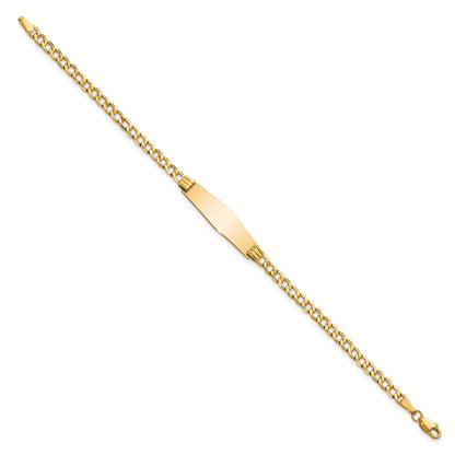 7 Inch 14K Semi-Solid Soft Diamond Shape Cuban Link Id Bracelet