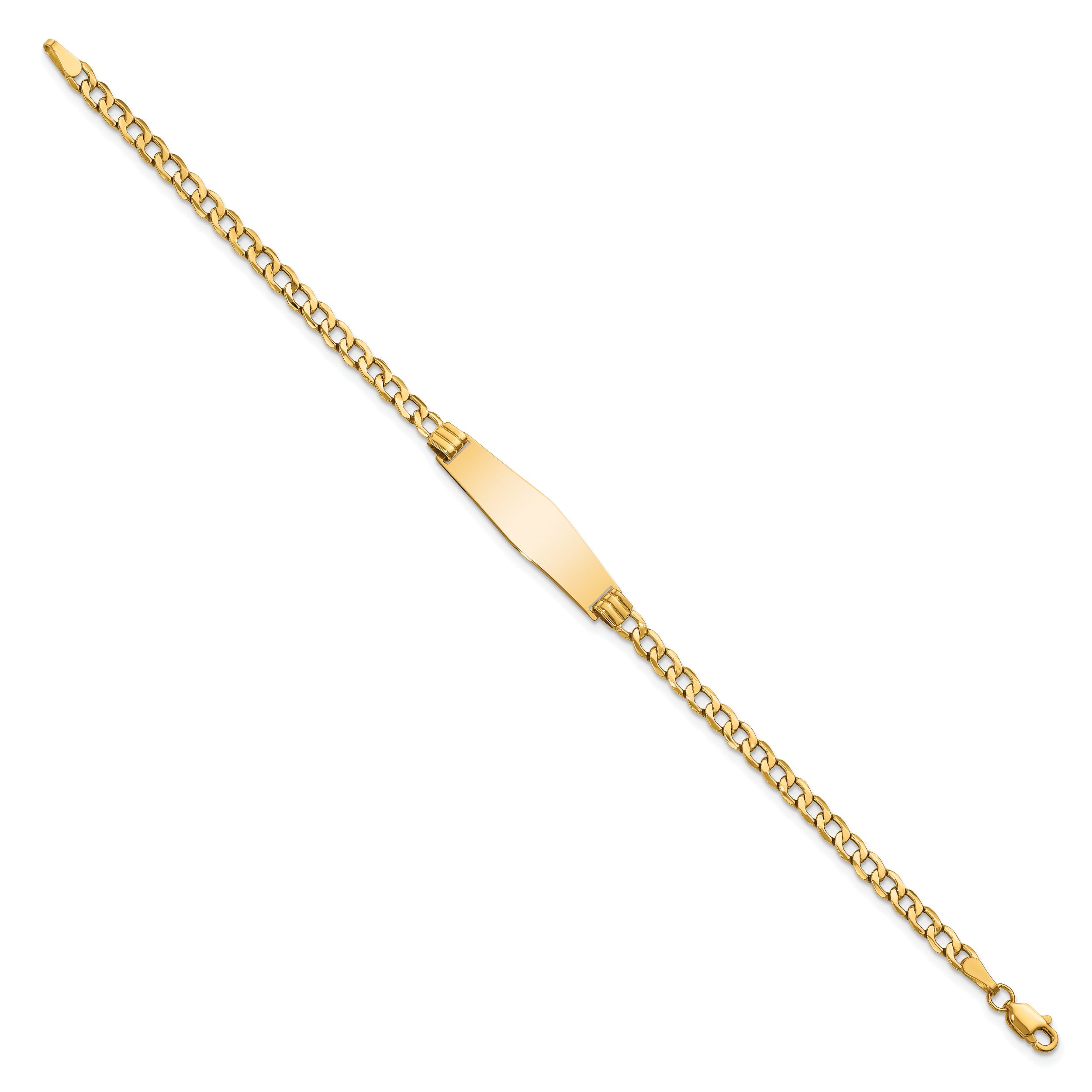 8 Inch 14K Semi-Solid Soft Diamond Shape Cuban Id Bracelet