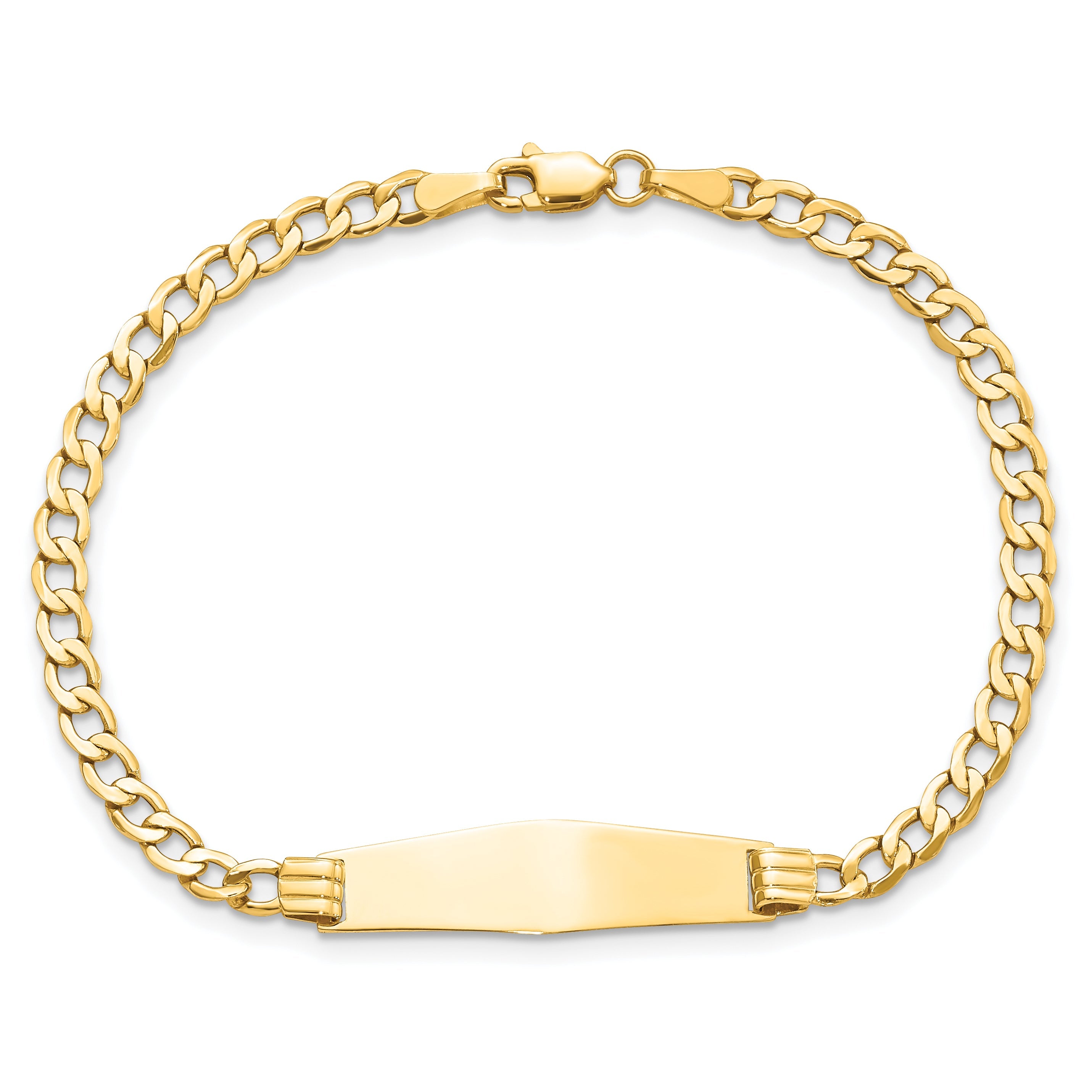 8 Inch 14K Semi-Solid Soft Diamond Shape Cuban Id Bracelet