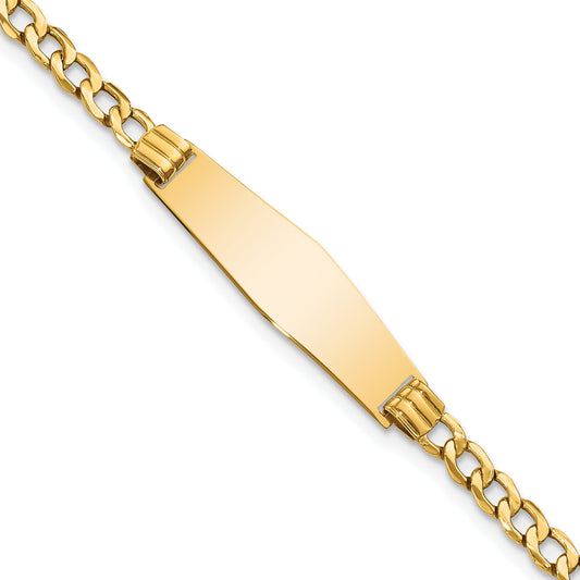 8 Inch 14K Semi-Solid Soft Diamond Shape Cuban Id Bracelet
