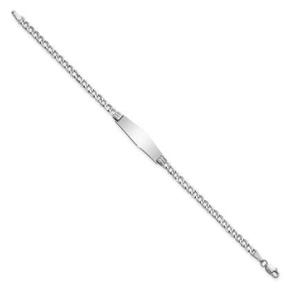 8 Inch 14K Wg Semi-Solid Soft Diamond Shape Cuban Link Id Bracelet
