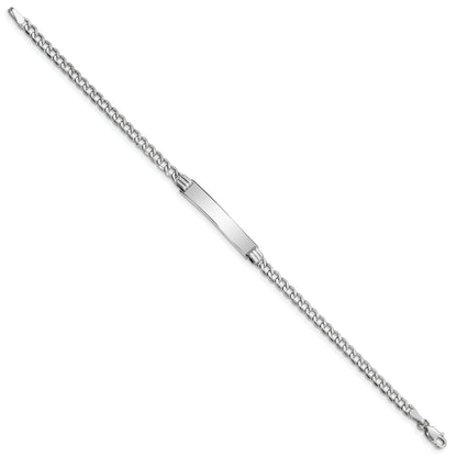 7 Inch 14K Wg Polished Semi-Solid Cuban Link Id Bracelet