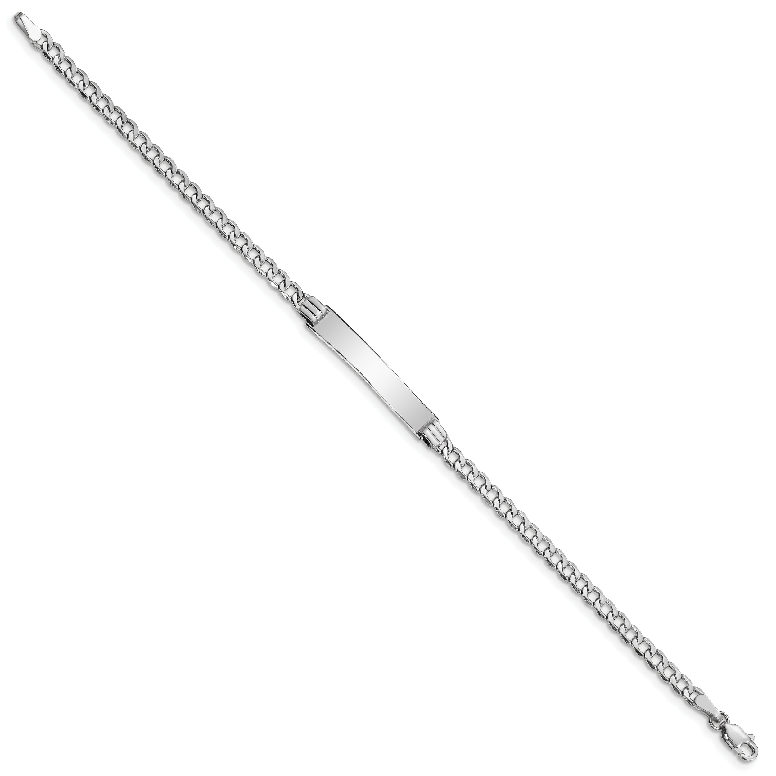 8 Inch 14K Wg Polished Semi-Solid Cuban Link Id Bracelet