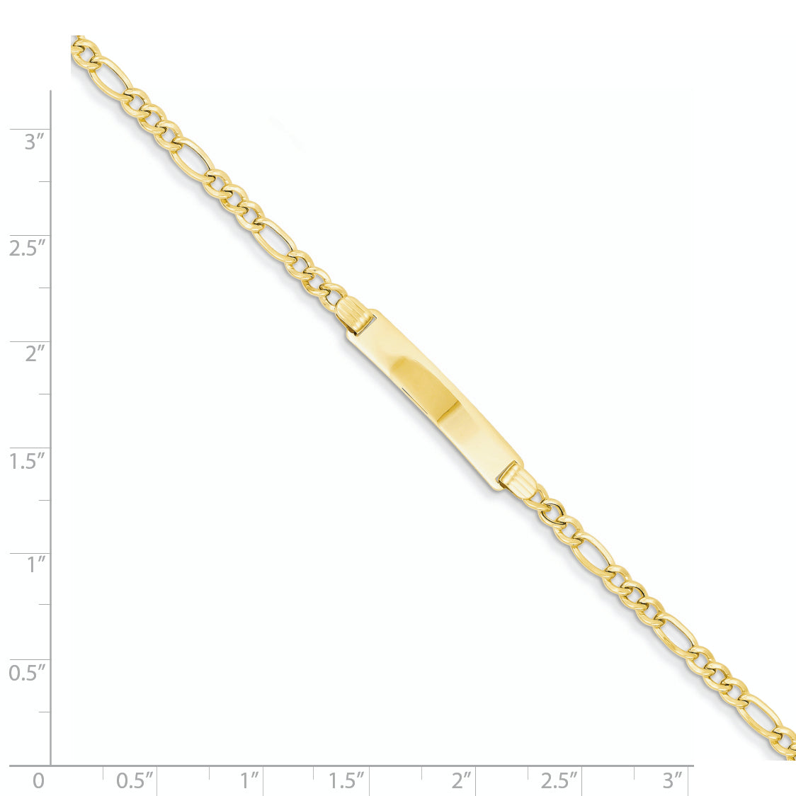 7 Inch 14K Semi-Solid Polished Figaro Link Id Bracelet