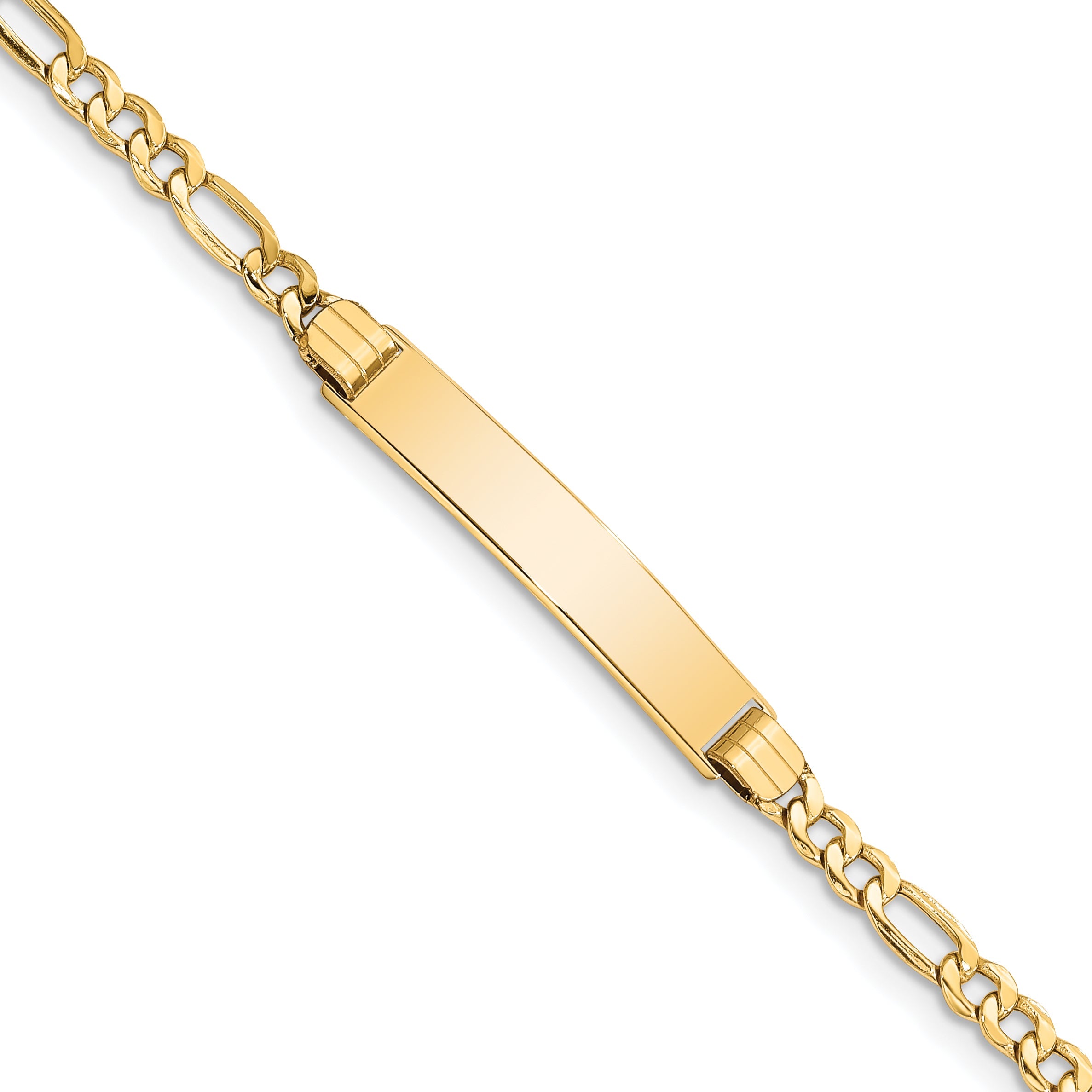 7 Inch 14K Semi-Solid Polished Figaro Link Id Bracelet