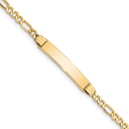 7 Inch 14K Semi-Solid Polished Figaro Link Id Bracelet