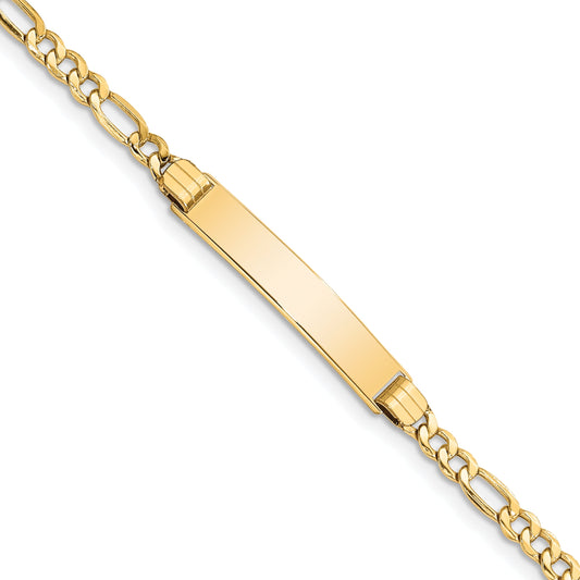 7 Inch 14K Semi-Solid Polished Figaro Link Id Bracelet