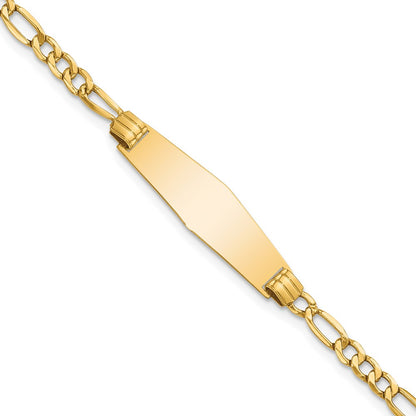 7 Inch 14K Semi-Solid Soft Diamond Shape Figaro Link Id Bracelet
