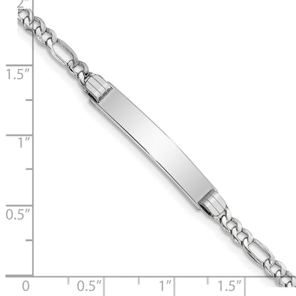 7 Inch 14K Wg Polished Semi-Solid Figaro Link Id Bracelet