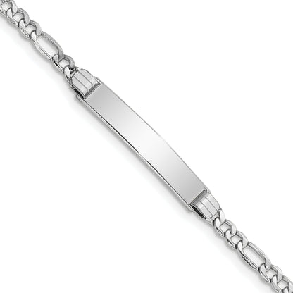 7 Inch 14K Wg Polished Semi-Solid Figaro Link Id Bracelet