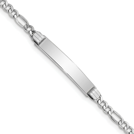 7 Inch 14K Wg Polished Semi-Solid Figaro Link Id Bracelet