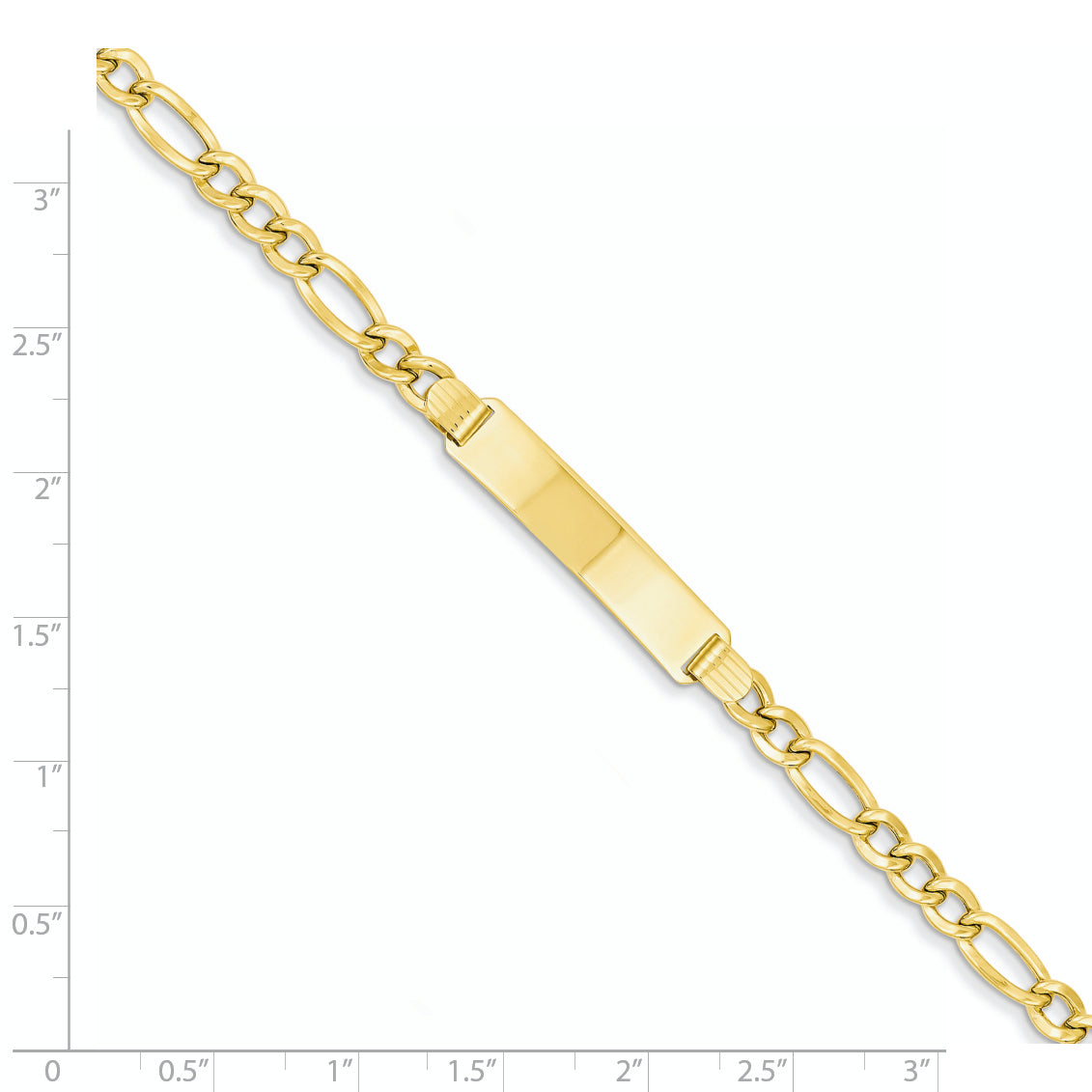 7 Inch 14K Semi-Solid Figaro Id Bracelet