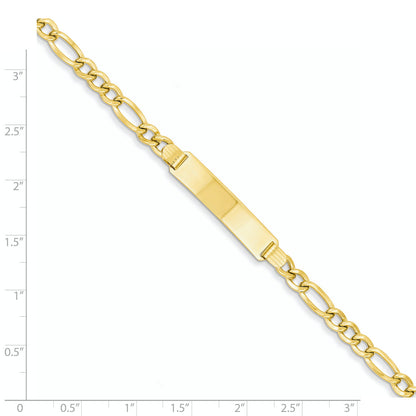 7 Inch 14K Semi-Solid Figaro Id Bracelet