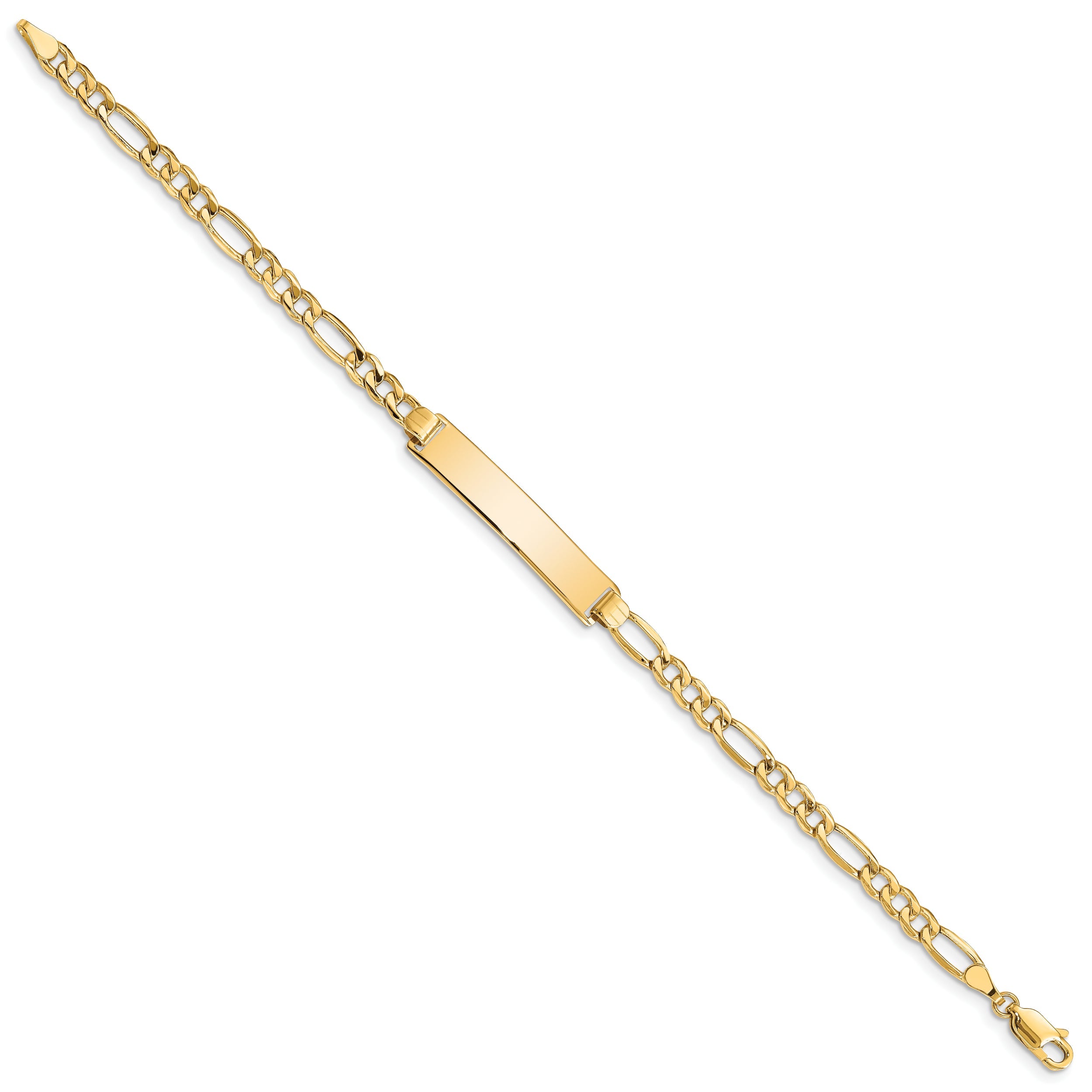 7 Inch 14K Semi-Solid Figaro Id Bracelet