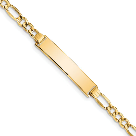8 Inch 14K Semi-Solid Figaro Id Bracelet