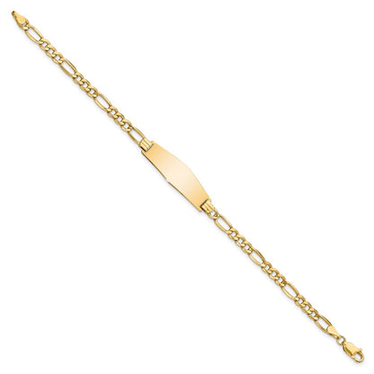 8 Inch 14K Semi-Solid Soft Diamond Shape Figaro Link Id Bracelet
