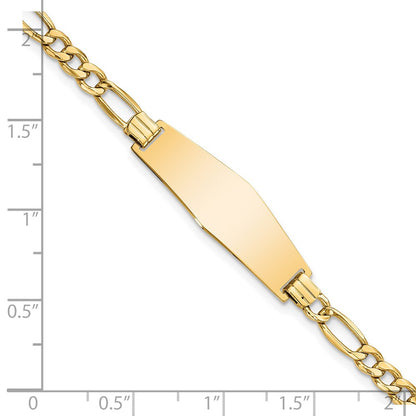 8 Inch 14K Semi-Solid Soft Diamond Shape Figaro Link Id Bracelet