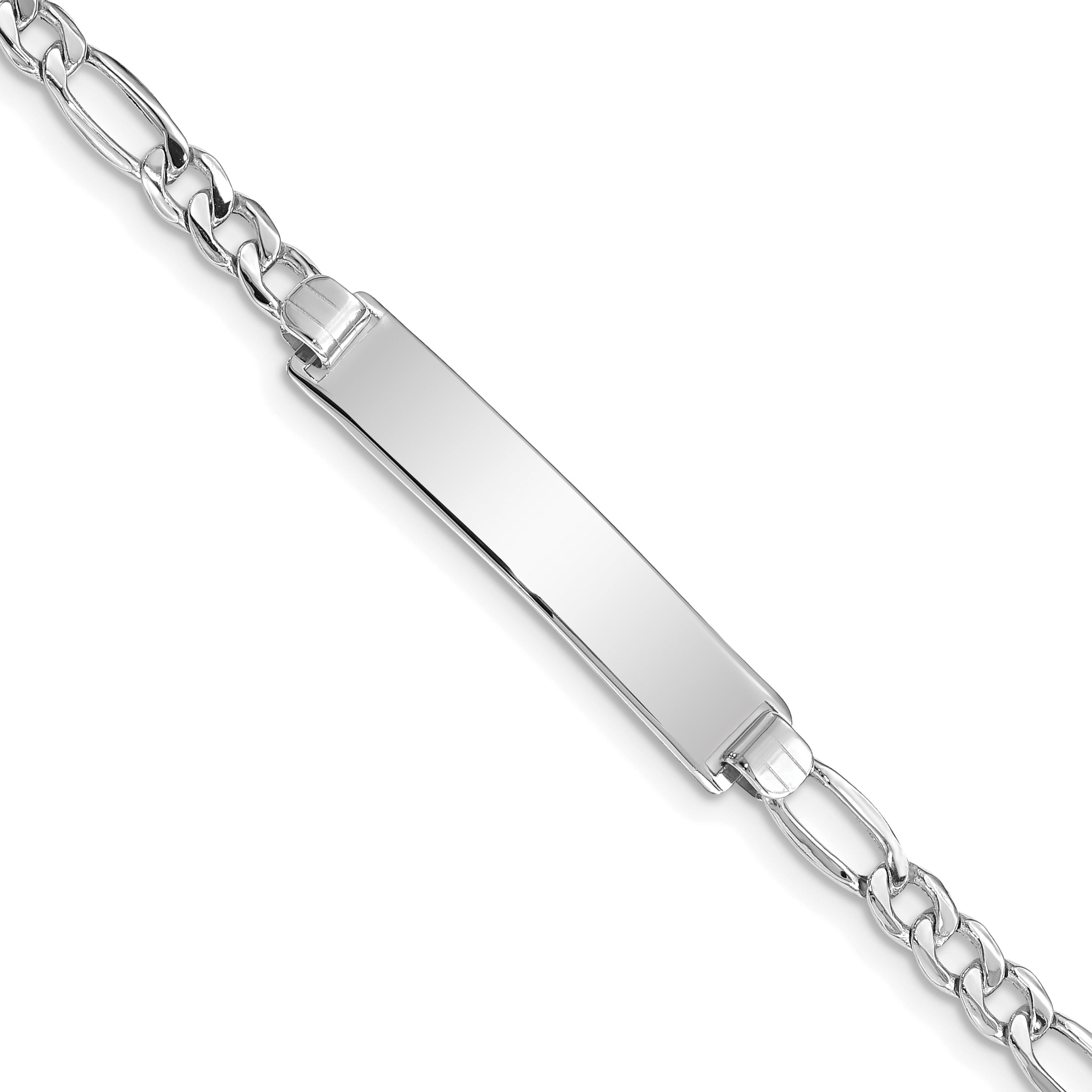 8 Inch 14K Wg Polished Semi-Solid Figaro Id Bracelet