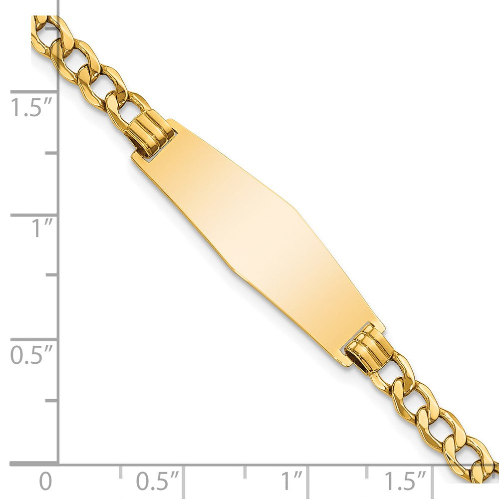 7 Inch 14K Semi-Solid Soft Diamond Shape Curb Link Id Bracelet