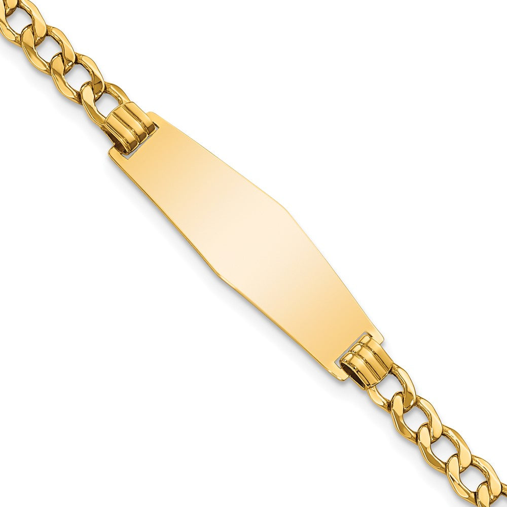 7 Inch 14K Semi-Solid Soft Diamond Shape Curb Link Id Bracelet