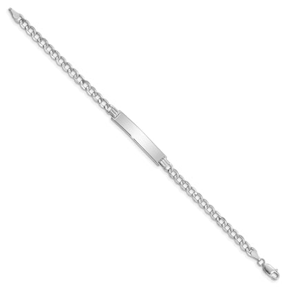 7 Inch 14K Wg Polished Semi-Solid Cuban Id Bracelet