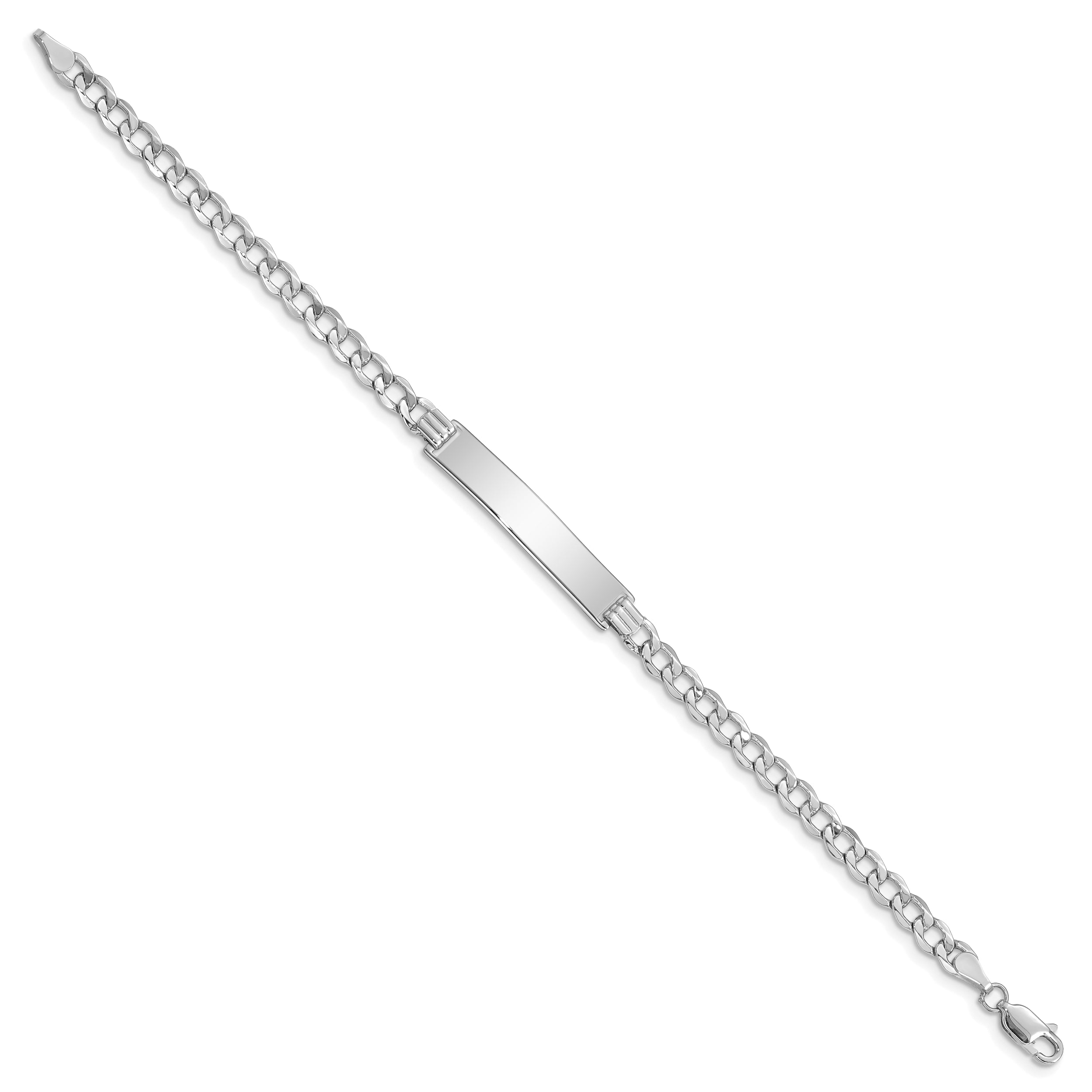 8 Inch 14K Wg Polished Semi-Solid Cuban Id Bracelet