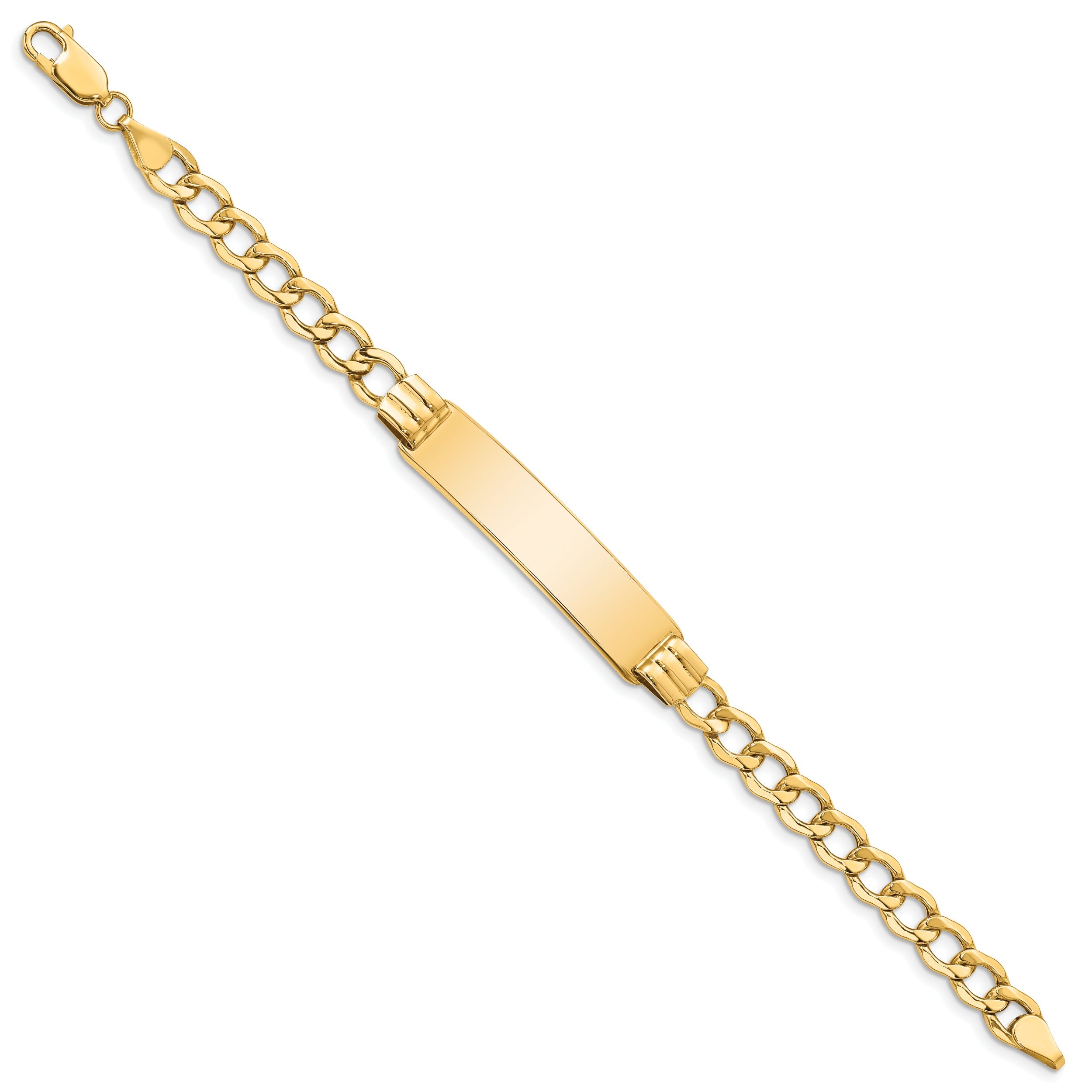 8 Inch 14K Semi-Solid Curb Link Id Bracelet