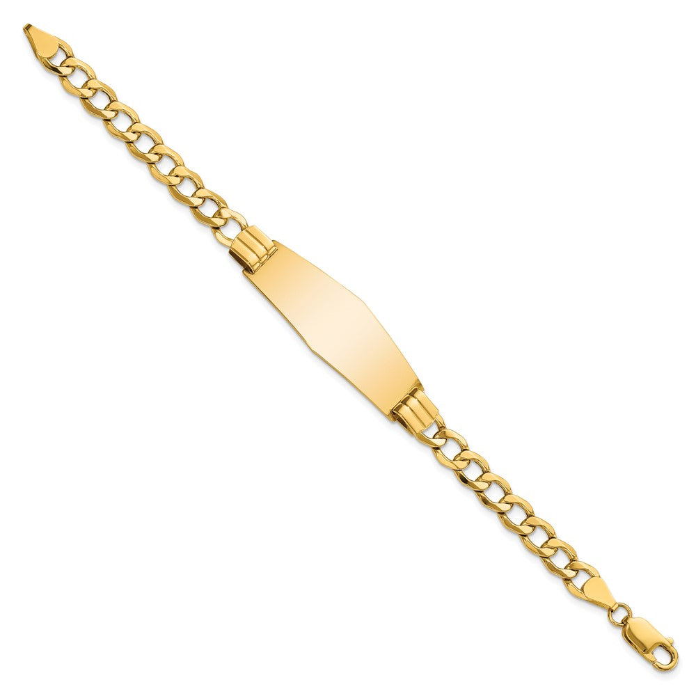 7 Inch 14K Semi-Solid Soft Diamond Shape Curb Link Id Bracelet