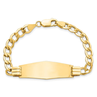 7 Inch 14K Semi-Solid Soft Diamond Shape Curb Link Id Bracelet