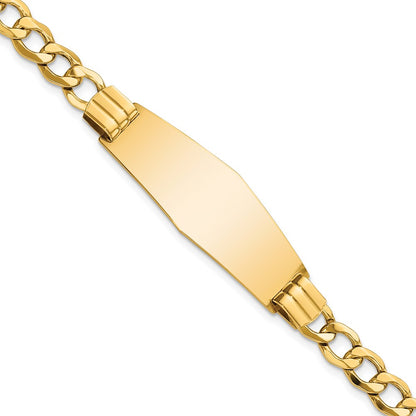 8 Inch 14K Semi-Solid Soft Diamond Shape Curb Link Id Bracelet