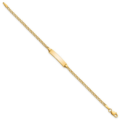 14K Yellow Gold Polished Semi Solid Chain/Solid Plate Cuban Link 20X4.5mm 6 Inch Baby/Child Id Bracelet