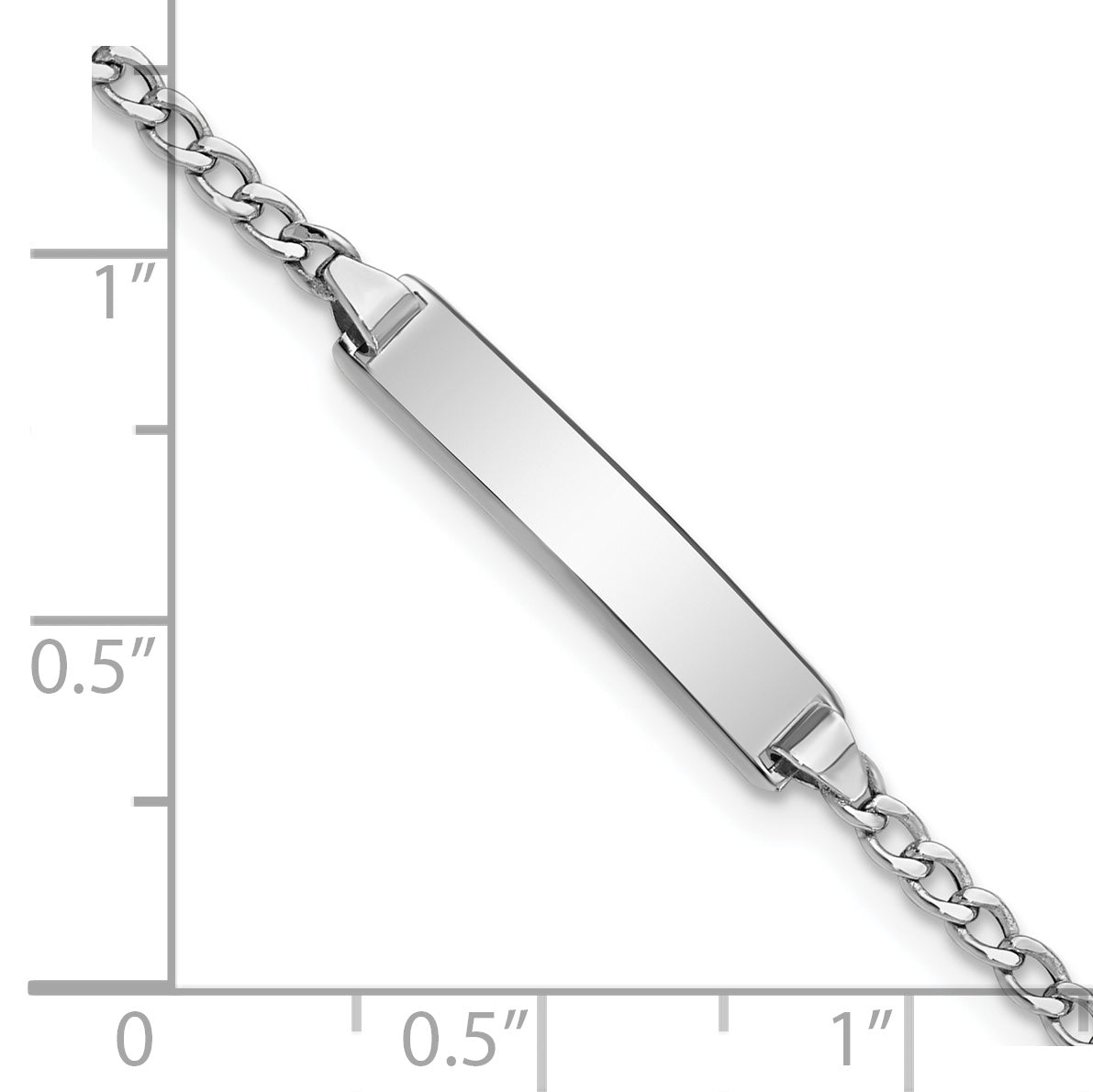 5.5 Inch 14K Wg Polished Semi-Solid Cuban Id Bracelet