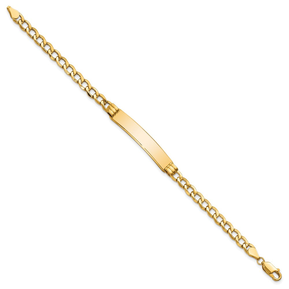 7 Inch 14K Polished Semi-Solid Cuban Id Bracelet