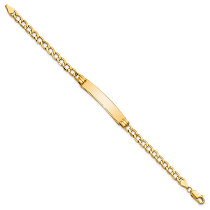 7 Inch 14K Polished Semi-Solid Cuban Id Bracelet