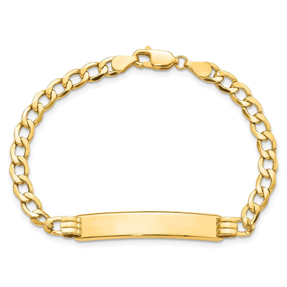8 Inch 14K Polished Semi-Solid Cuban Id Bracelet