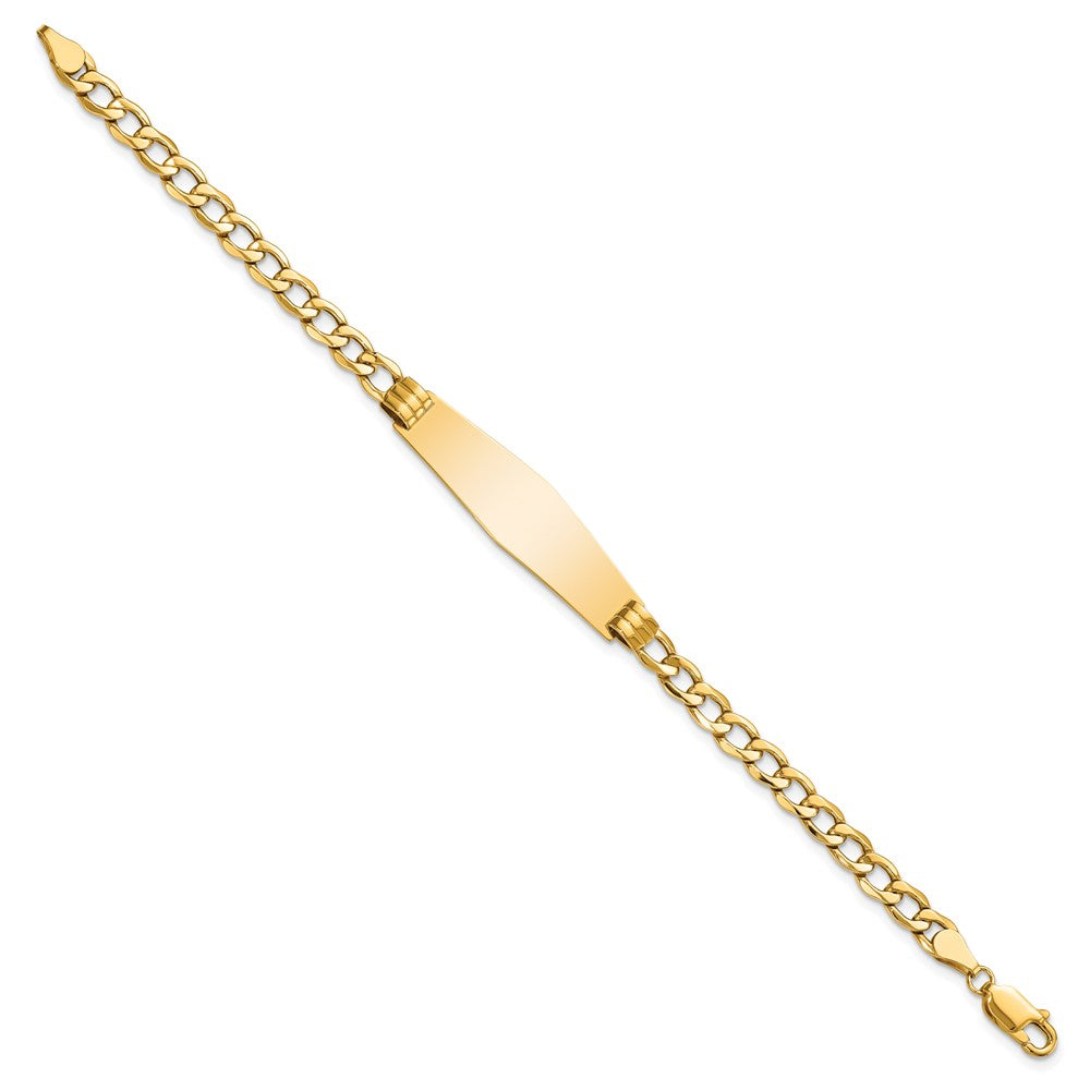 8 Inch 14K Polished Semi-Solid Soft Diamond Shape Cuban Id Bracelet